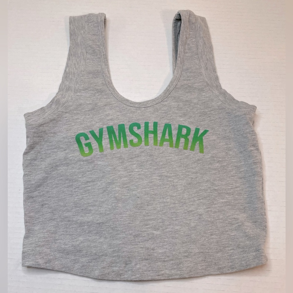 Gymshark Gray Crop Tank Top With Green Ombré Letters